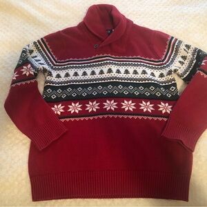 Children’s Place Red and White Sweater with Fair Isle Pattern